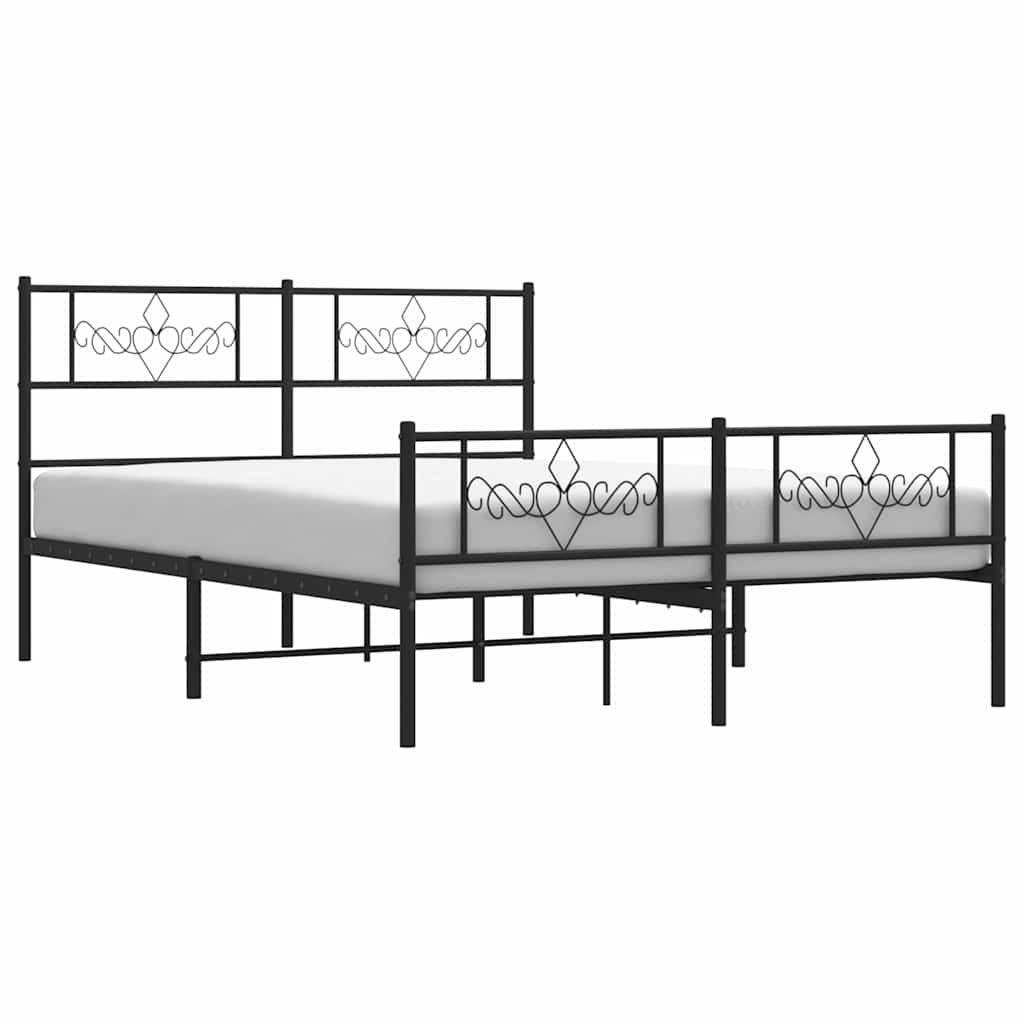 Bettgestell mit Kopf- und Fußteil Metall Schwarz 150x200 cm