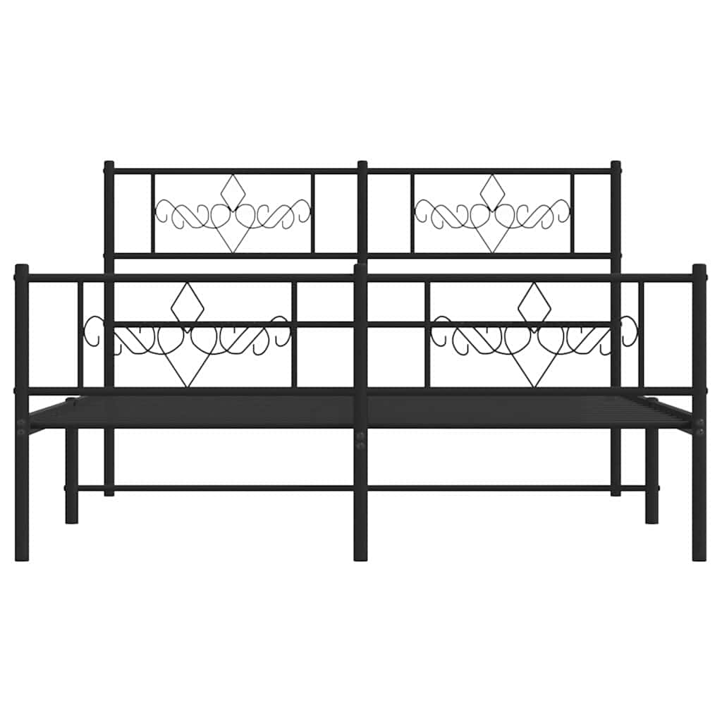 Bettgestell mit Kopf- und Fußteil Metall Schwarz 150x200 cm