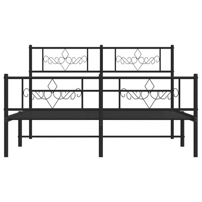 Bettgestell mit Kopf- und Fußteil Metall Schwarz 150x200 cm