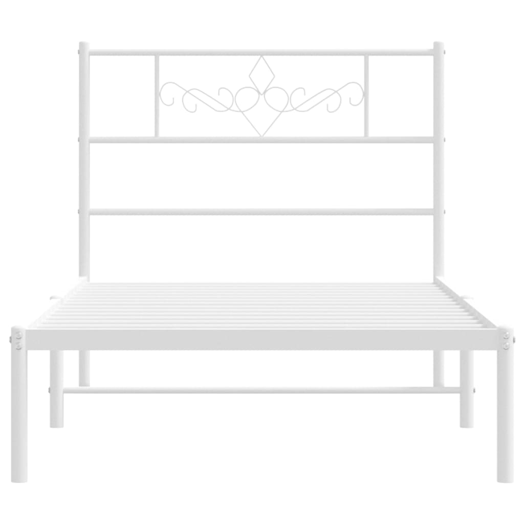 Bed frame with headboard metal white 90x200 cm