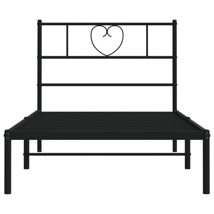 Bettgestell mit Kopfteil Metall Schwarz 80x200 cm