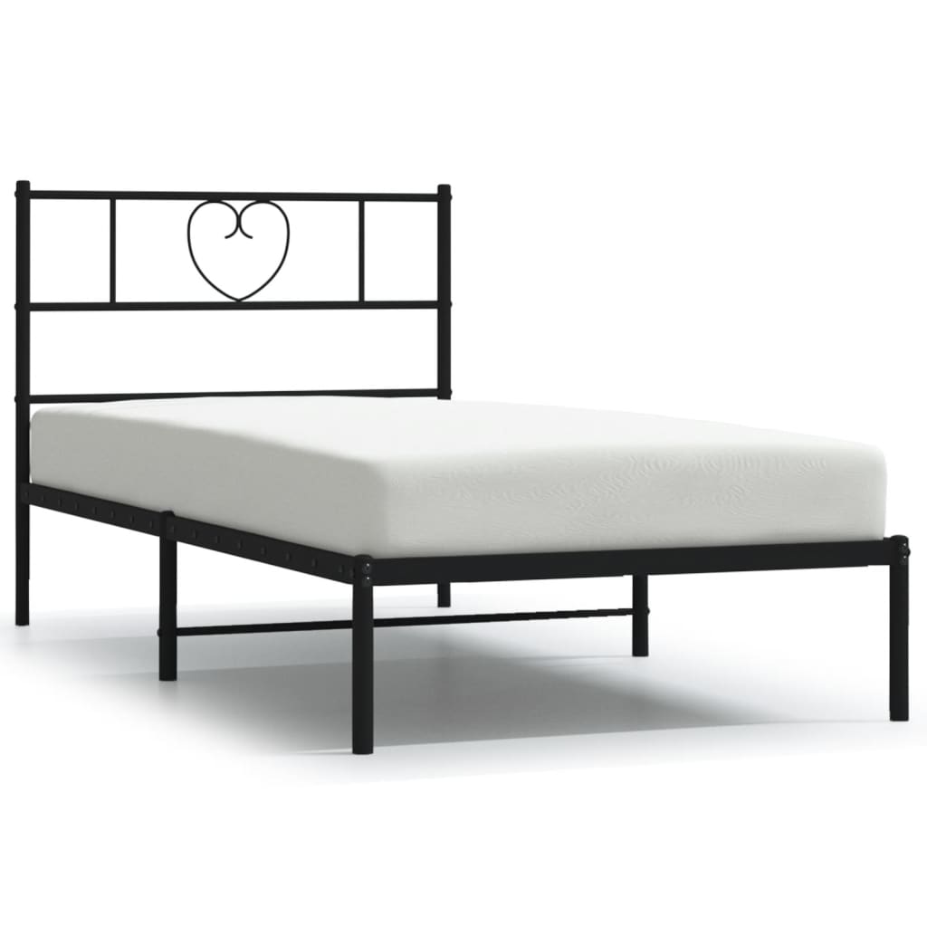 Bed frame with headboard metal black 90x190 cm