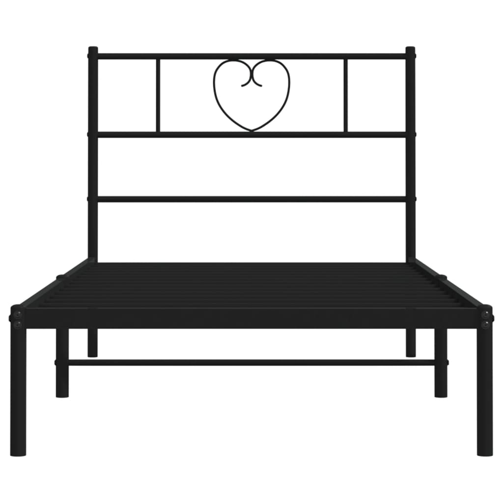 Bed frame with headboard metal black 90x190 cm