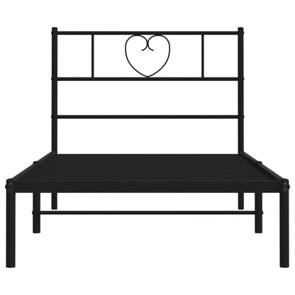 Bettgestell mit Kopfteil Metall Schwarz 90x190 cm