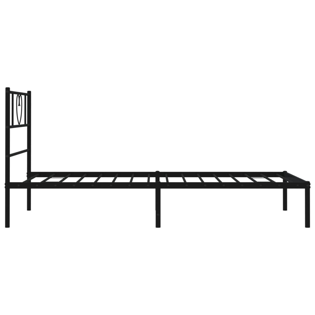 Bed frame with headboard metal black 90x200 cm