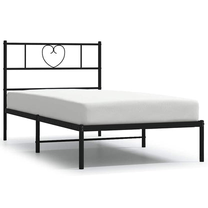 Bettgestell mit Kopfteil Metall Schwarz 100x200 cm