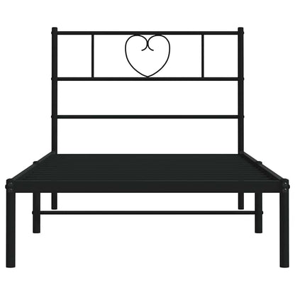 Bettgestell mit Kopfteil Metall Schwarz 100x200 cm