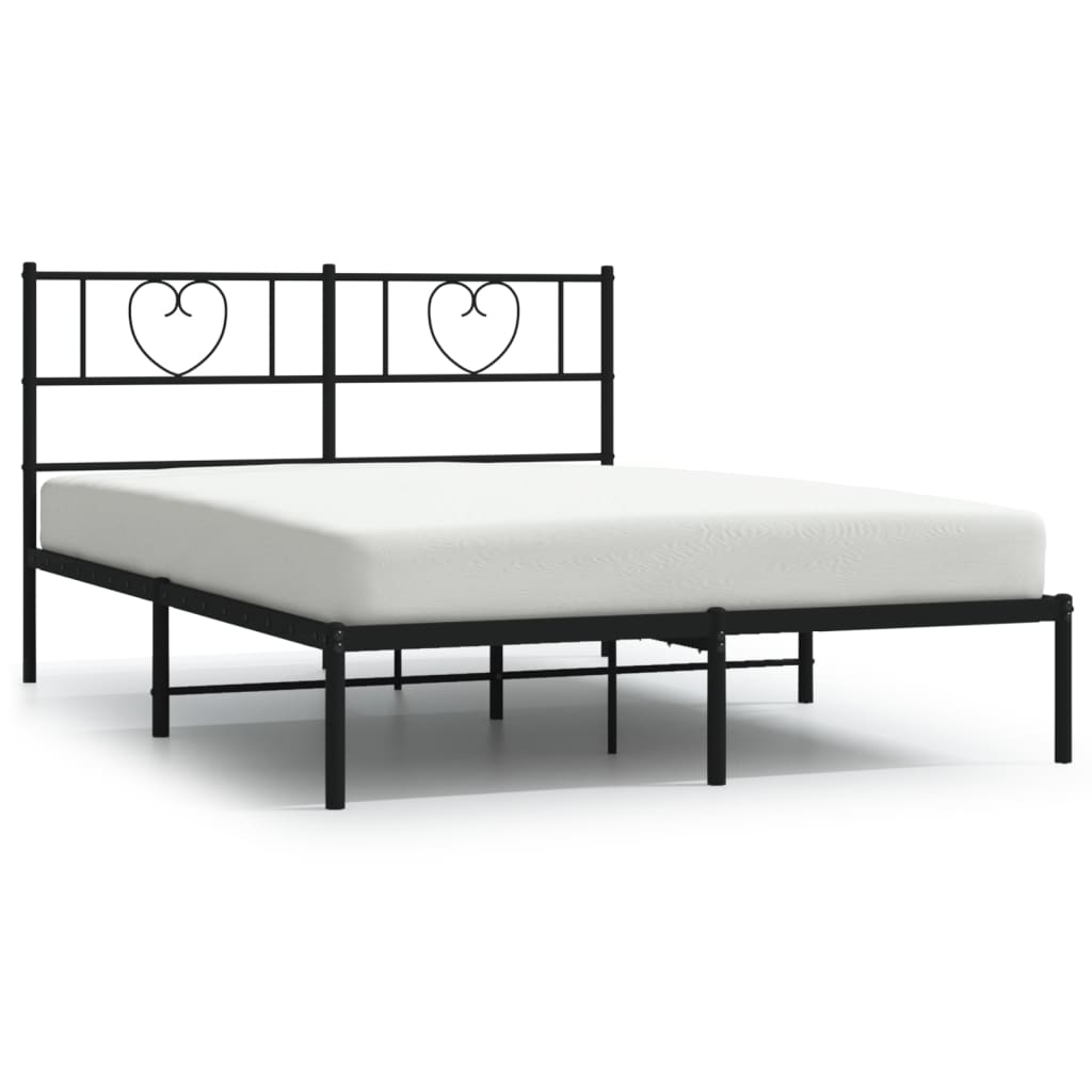 Bed frame with headboard metal black 140x200 cm