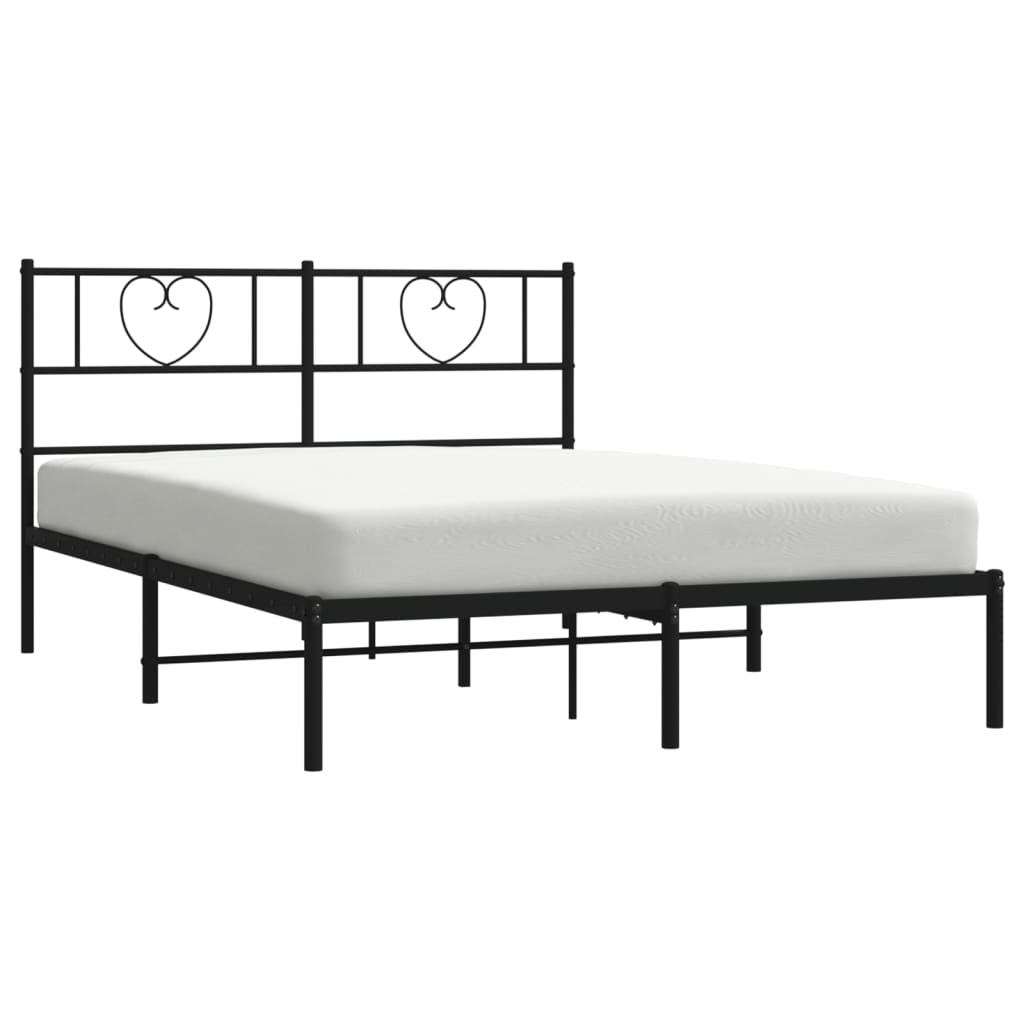 Bed frame with headboard metal black 140x200 cm