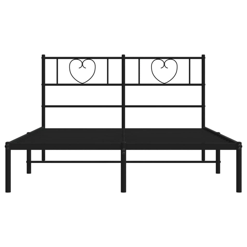 Bed frame with headboard metal black 140x200 cm