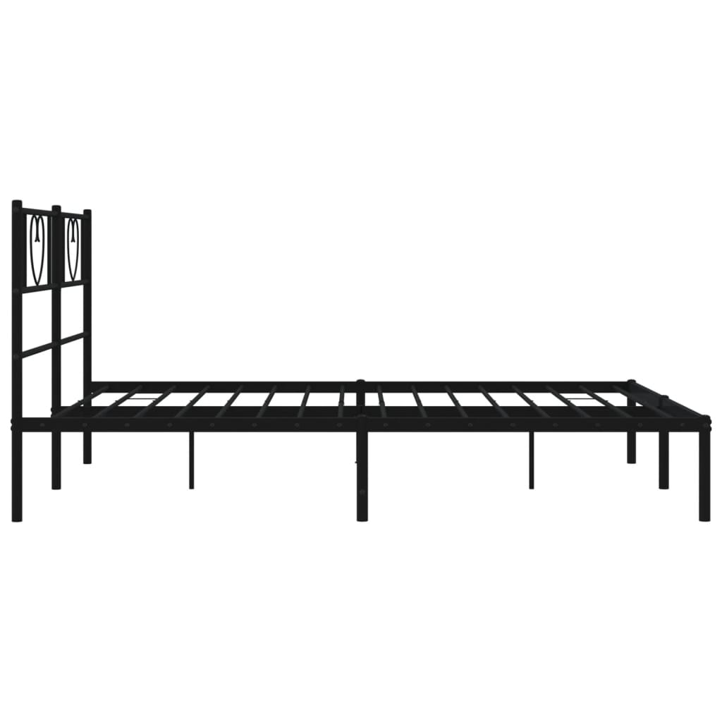 Bed frame with headboard metal black 140x200 cm