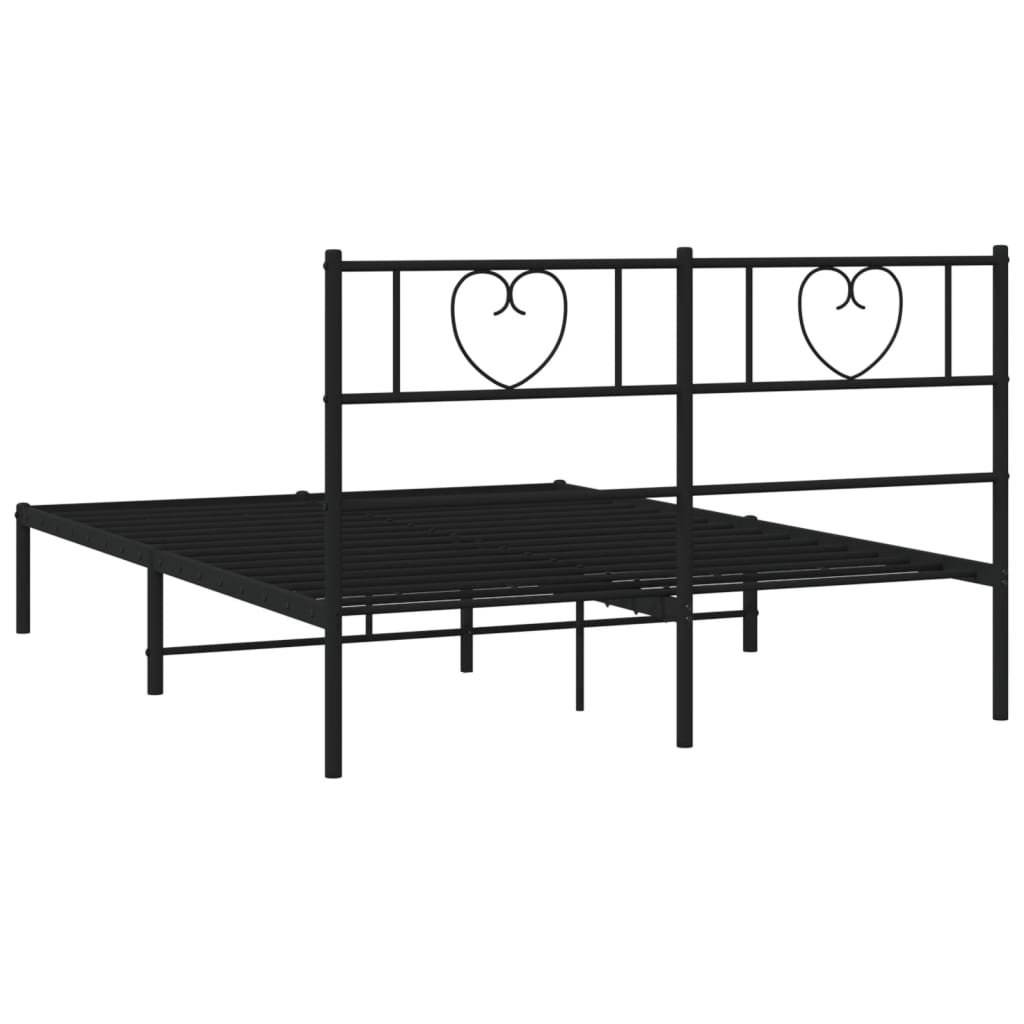 Bed frame with headboard metal black 140x200 cm