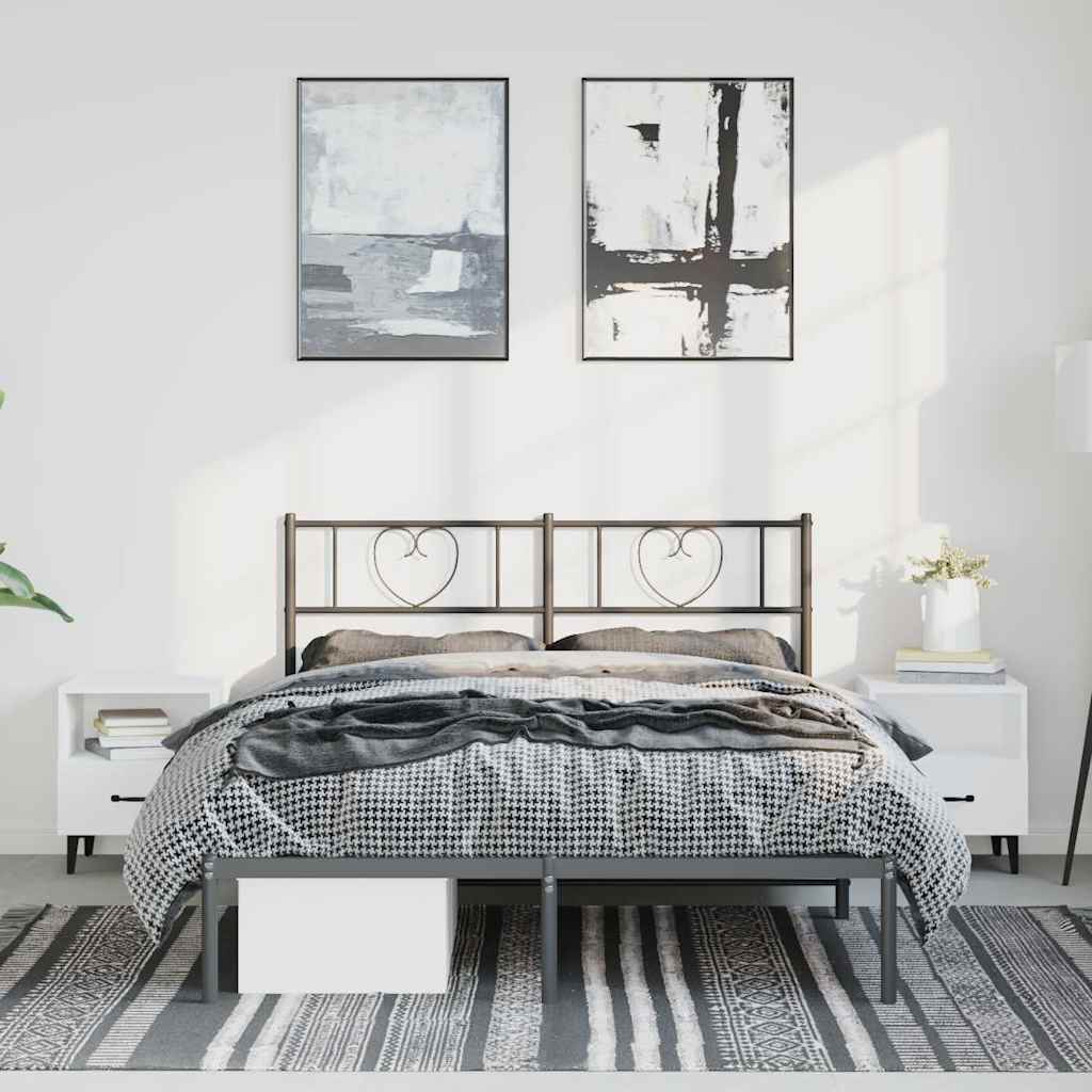 Bettgestell mit Kopfteil Metall Schwarz 150x200 cm