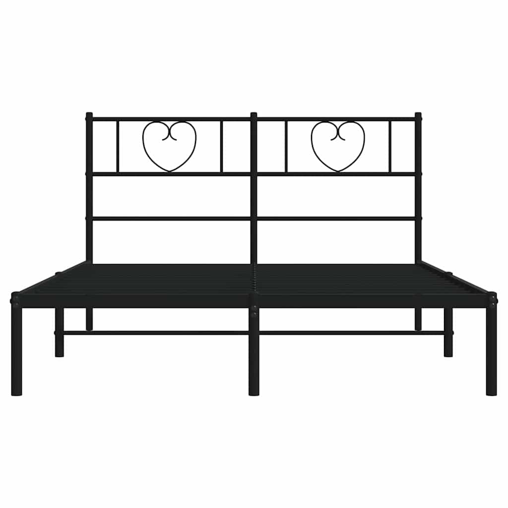 Bettgestell mit Kopfteil Metall Schwarz 150x200 cm