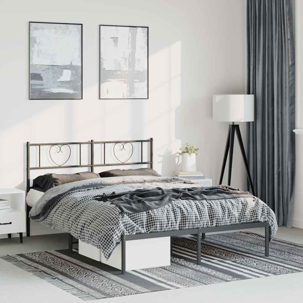 Bettgestell mit Kopfteil Metall Schwarz 150x200 cm