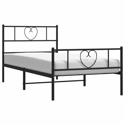Bettgestell mit Kopf- und Fußteil Metall Schwarz 100x190 cm