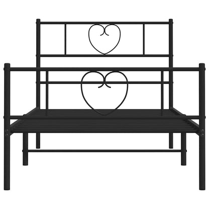 Bettgestell mit Kopf- und Fußteil Metall Schwarz 100x190 cm