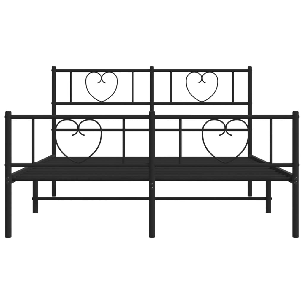 Bed frame with head and footboard metal black 120x190 cm