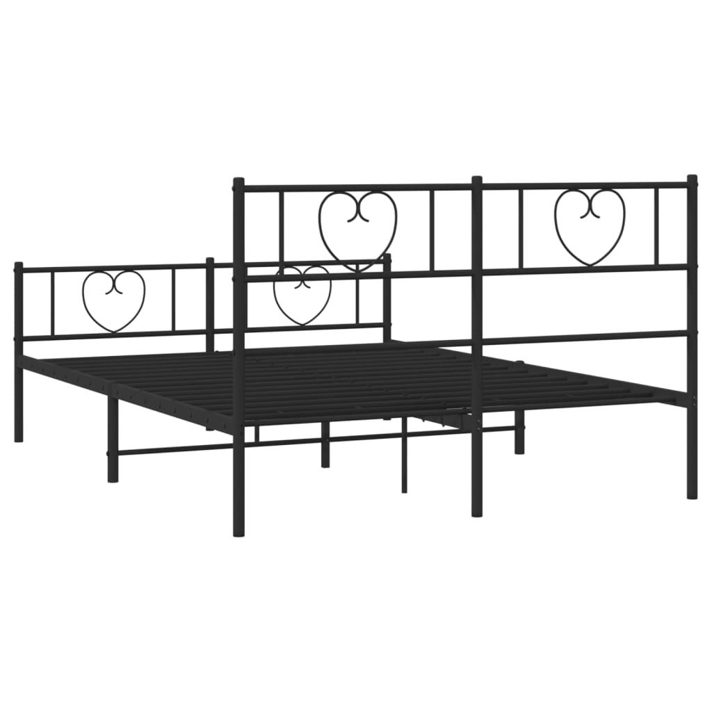 Bed frame with head and footboard metal black 120x190 cm