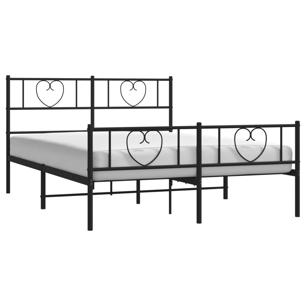 Bed frame with head and footboard metal black 120x200 cm