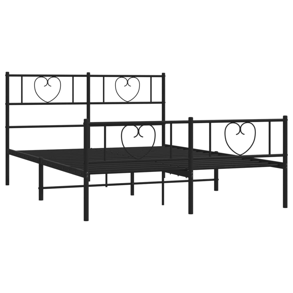 Bed frame with head and footboard metal black 120x200 cm