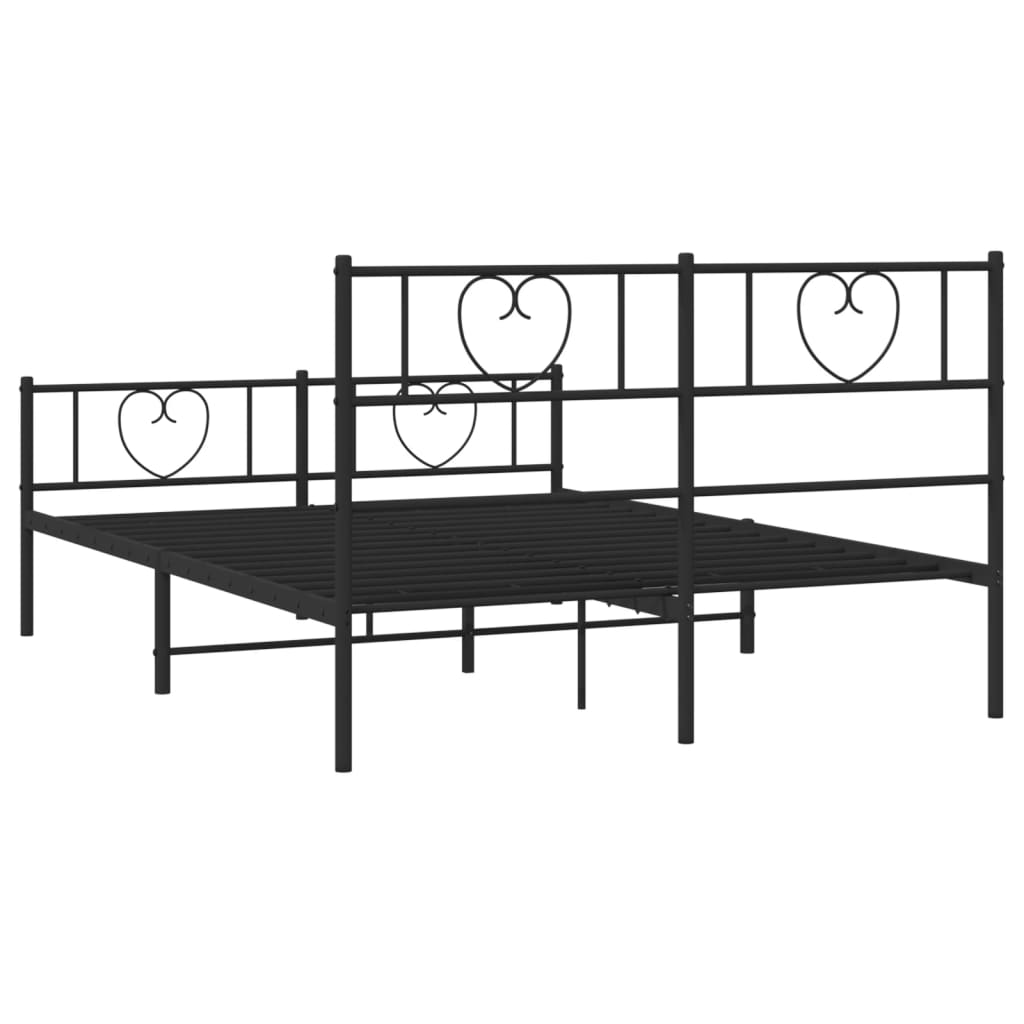 Bed frame with head and footboard metal black 120x200 cm
