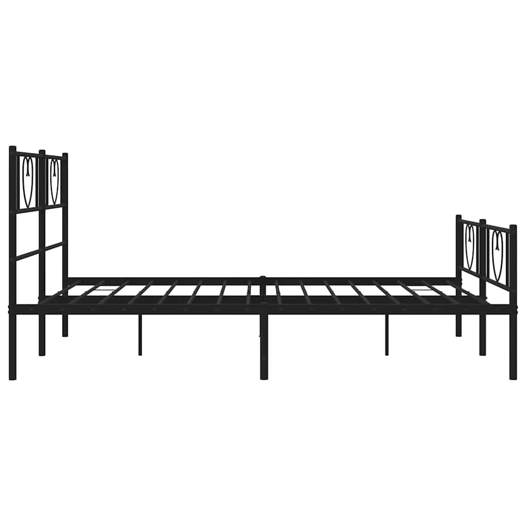 Bed frame with head and footboard metal black 135x190 cm