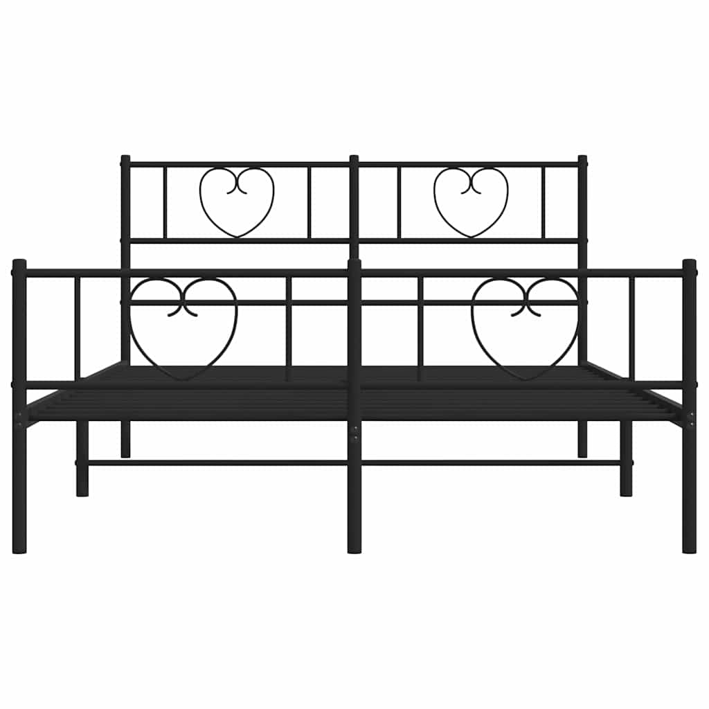 Bed frame with head and footboard metal black 150x200 cm
