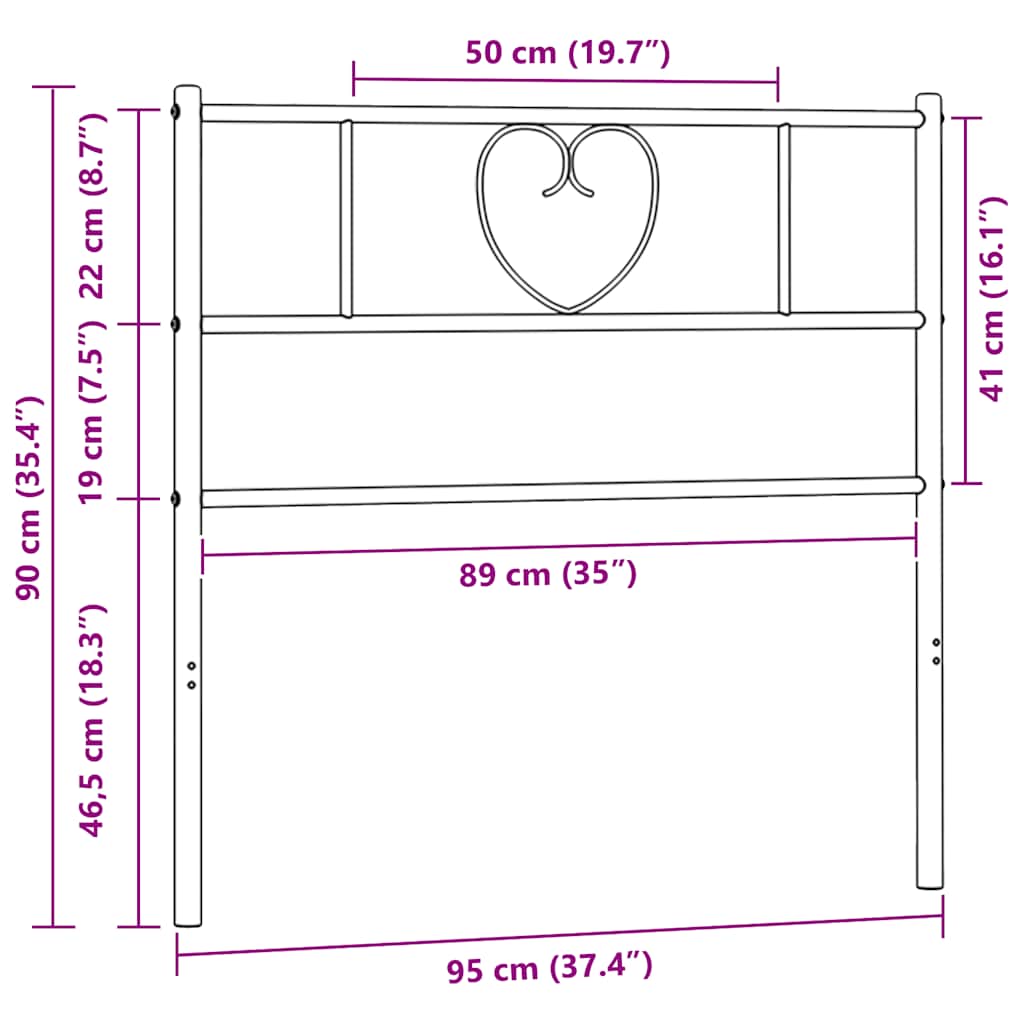 Ersatz-Kopfteil Metall Schwarz 90 cm