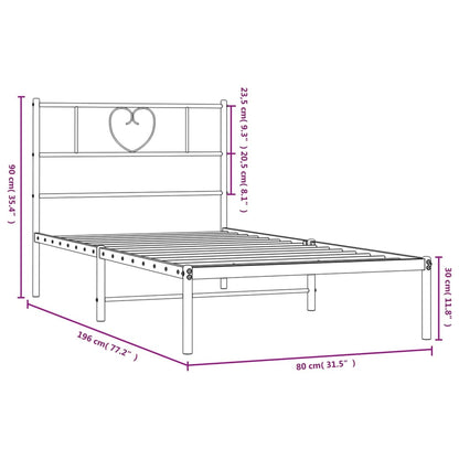 Metallbett ohne Matratze mit Kopfteil Weiß 75x190 cm