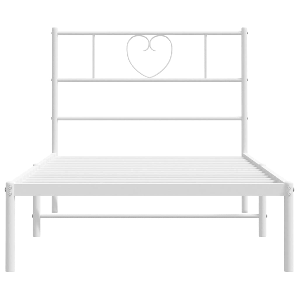 Bed frame with headboard metal white 80x200 cm