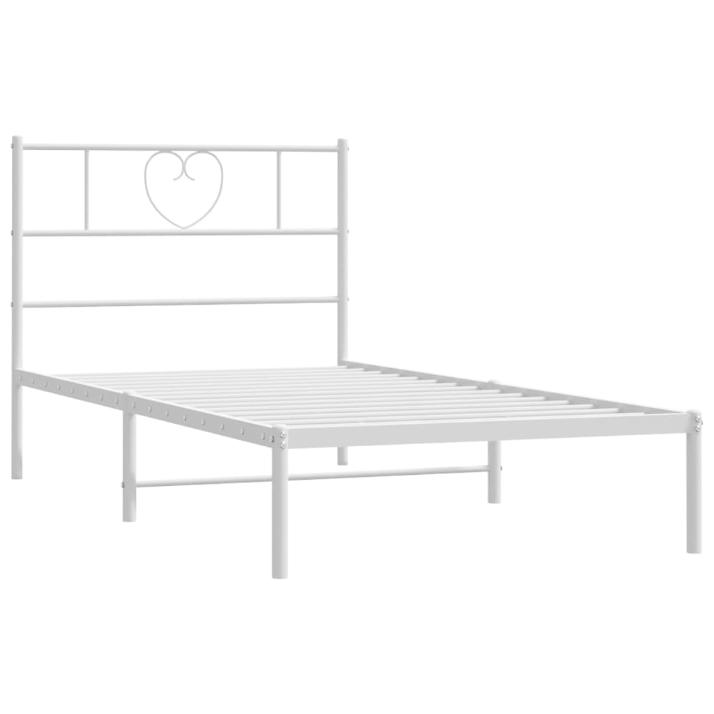 Bed frame with headboard metal white 80x200 cm