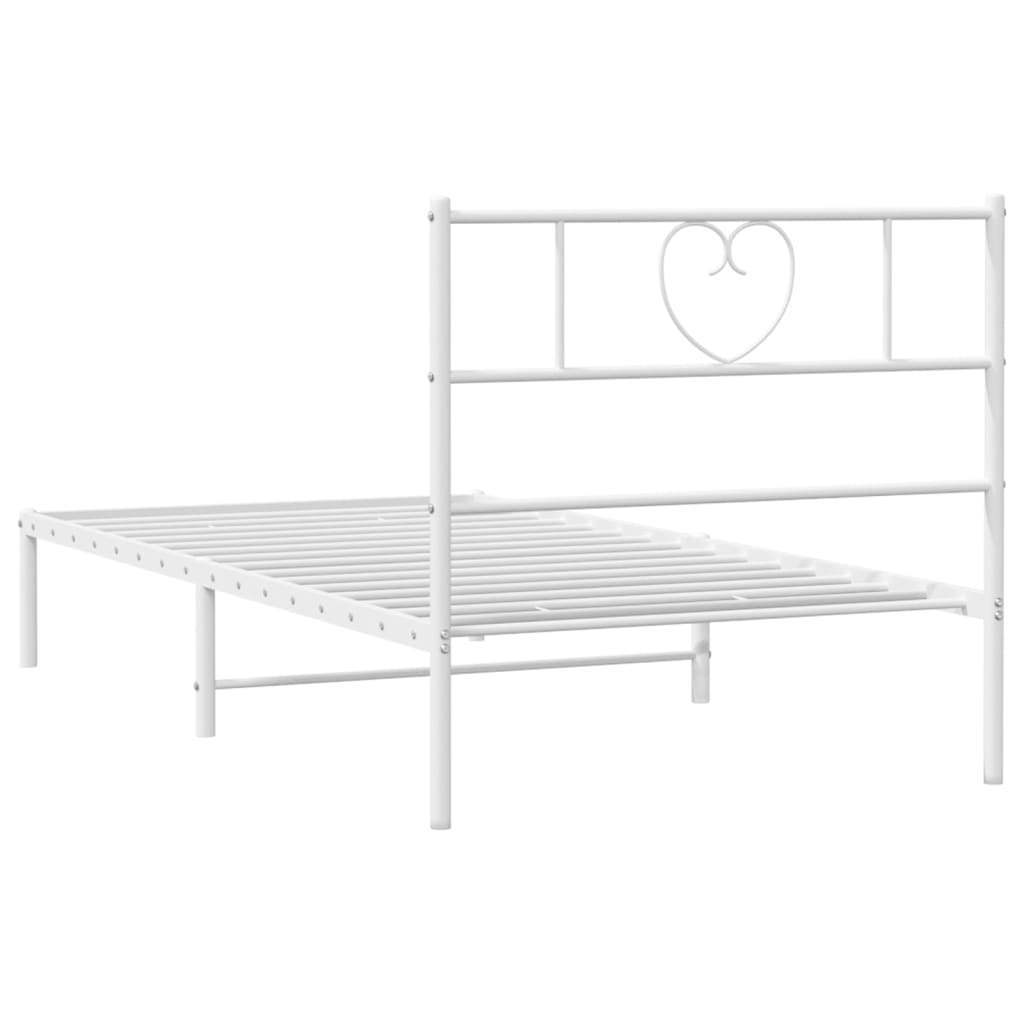 Bed frame with headboard metal white 80x200 cm