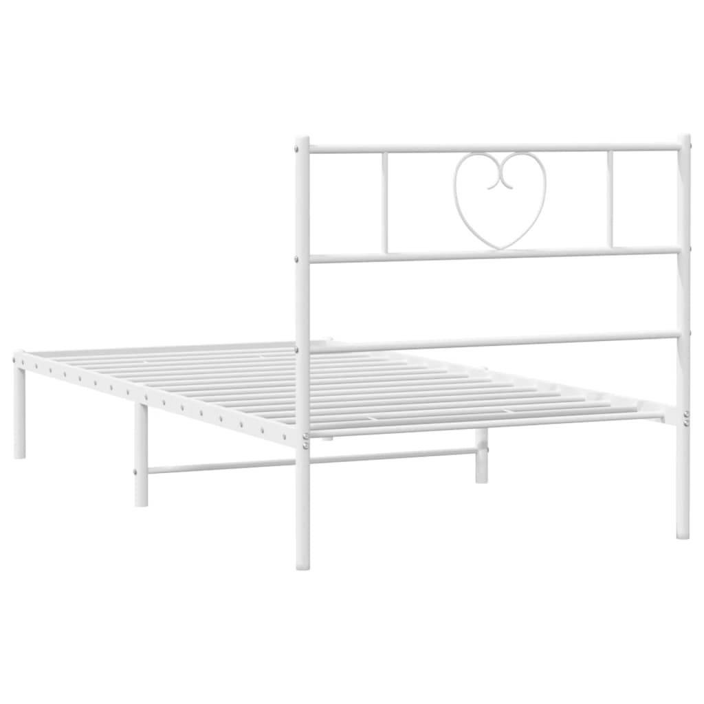 Bed frame with headboard metal white 90x200 cm