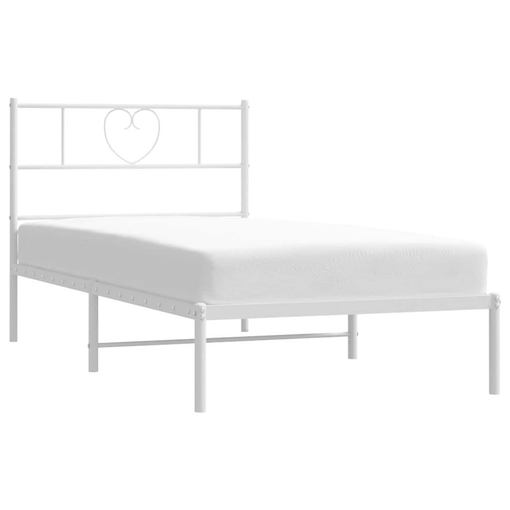 Bed frame with headboard metal white 100x200 cm