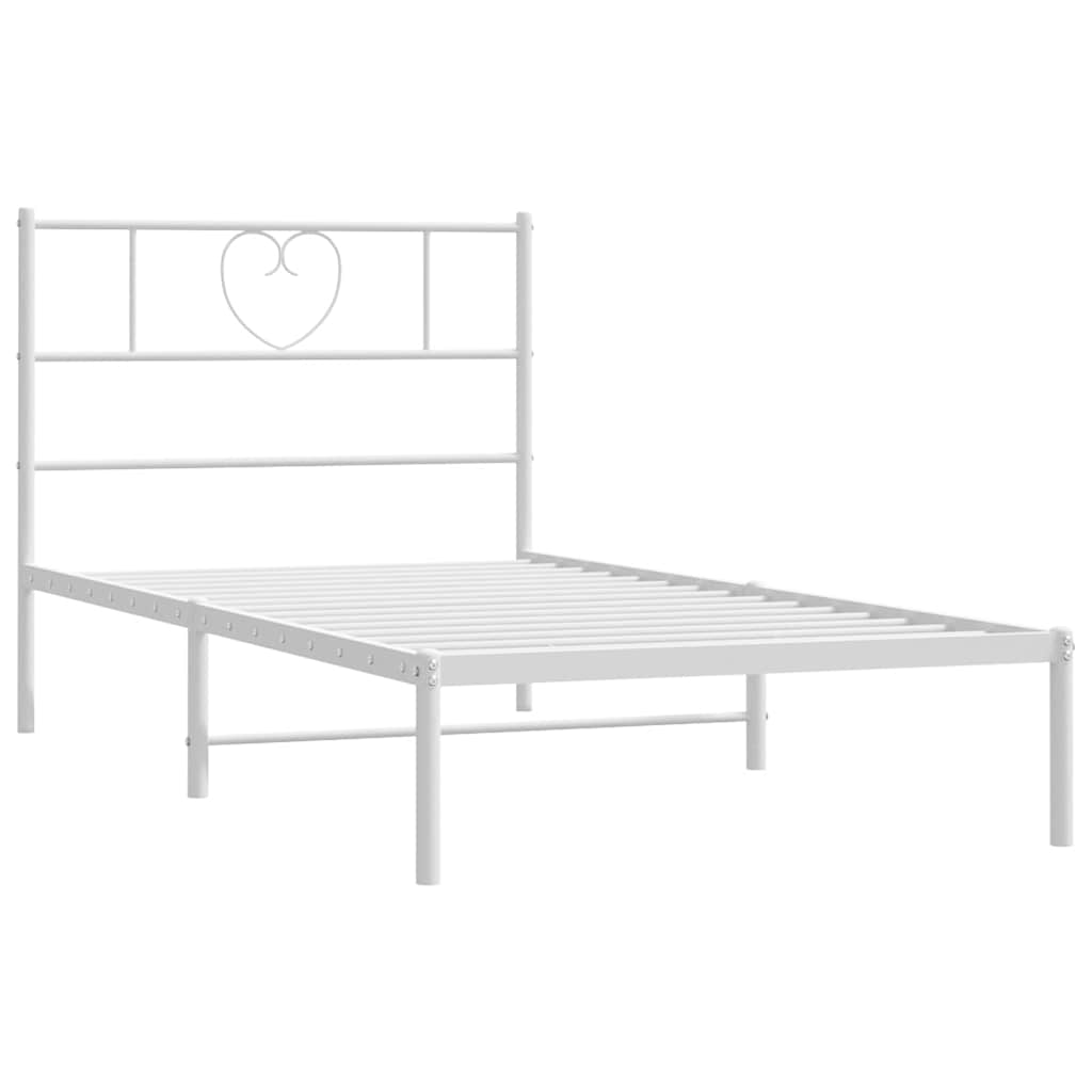 Bed frame with headboard metal white 100x200 cm