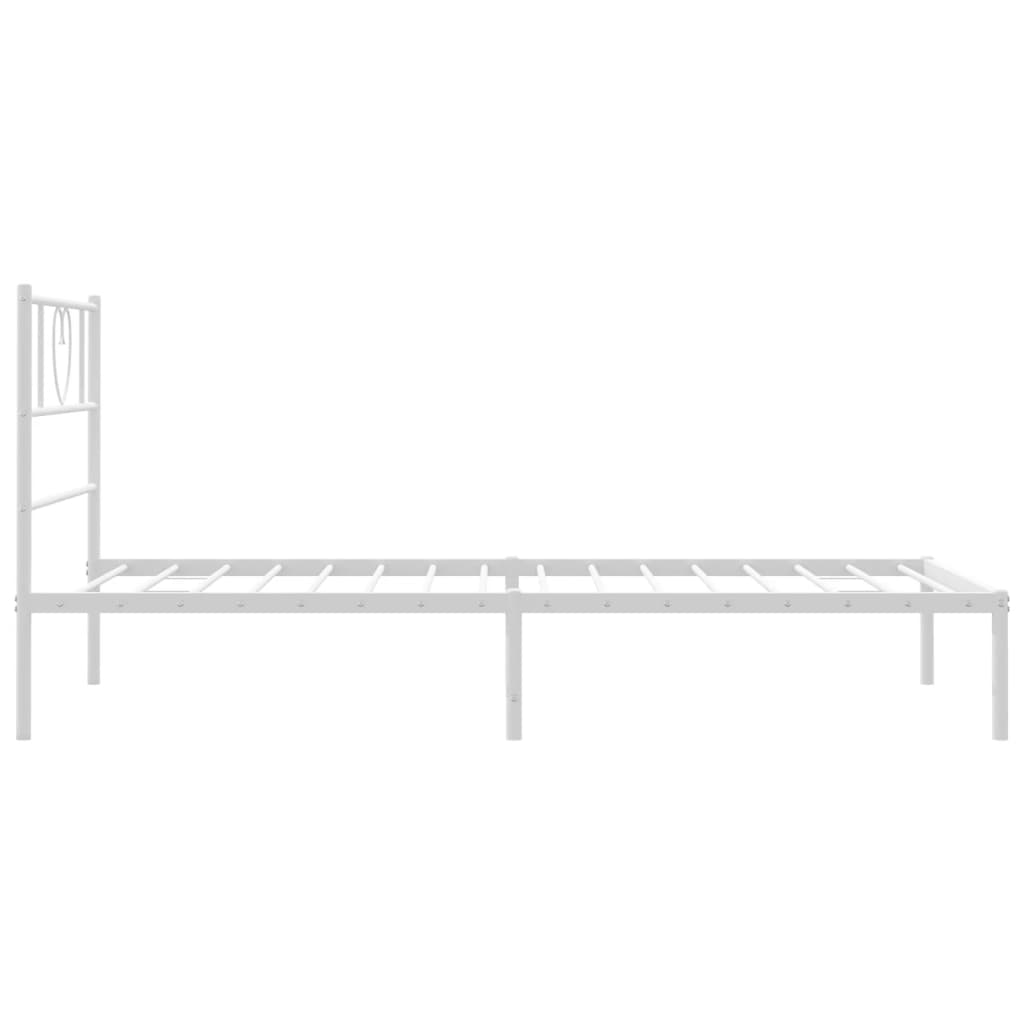 Bed frame with headboard metal white 107x203 cm