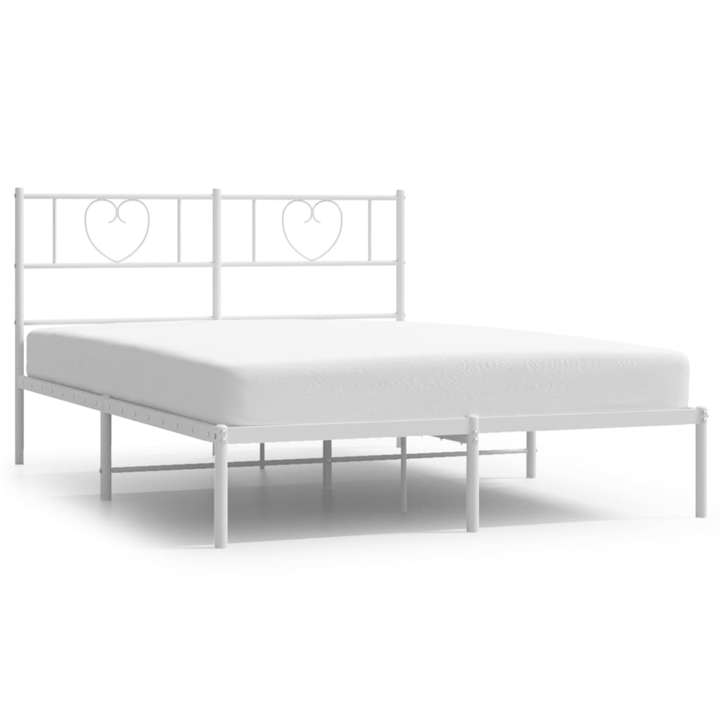 Bed frame with headboard metal white 120x190 cm