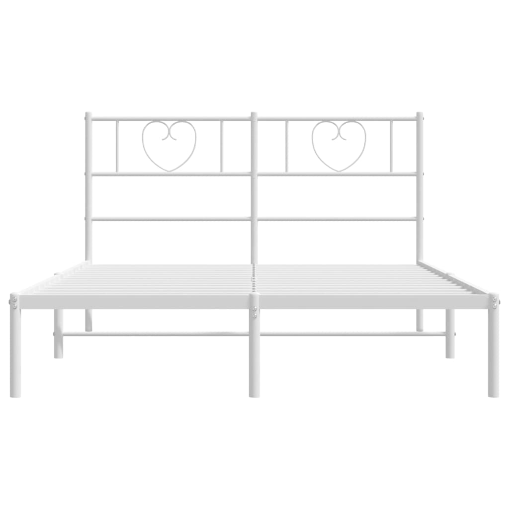 Bed frame with headboard metal white 120x190 cm