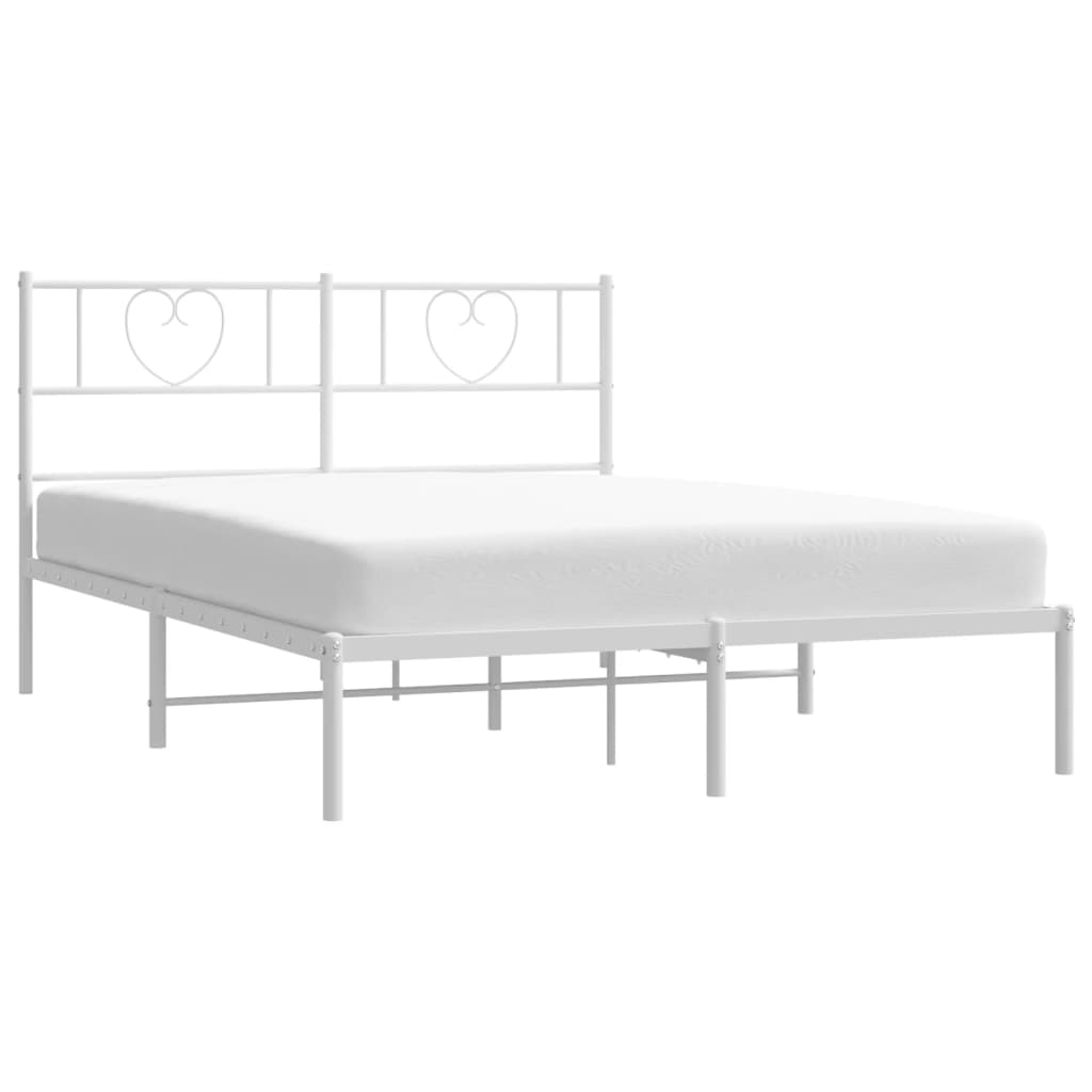 Bed frame with headboard metal white 120x200 cm