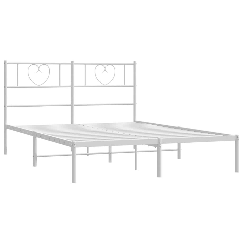Bed frame with headboard metal white 120x200 cm