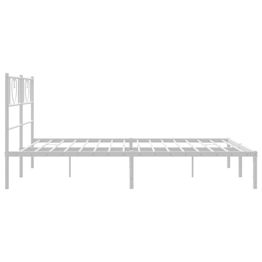 Bed frame with headboard metal white 120x200 cm