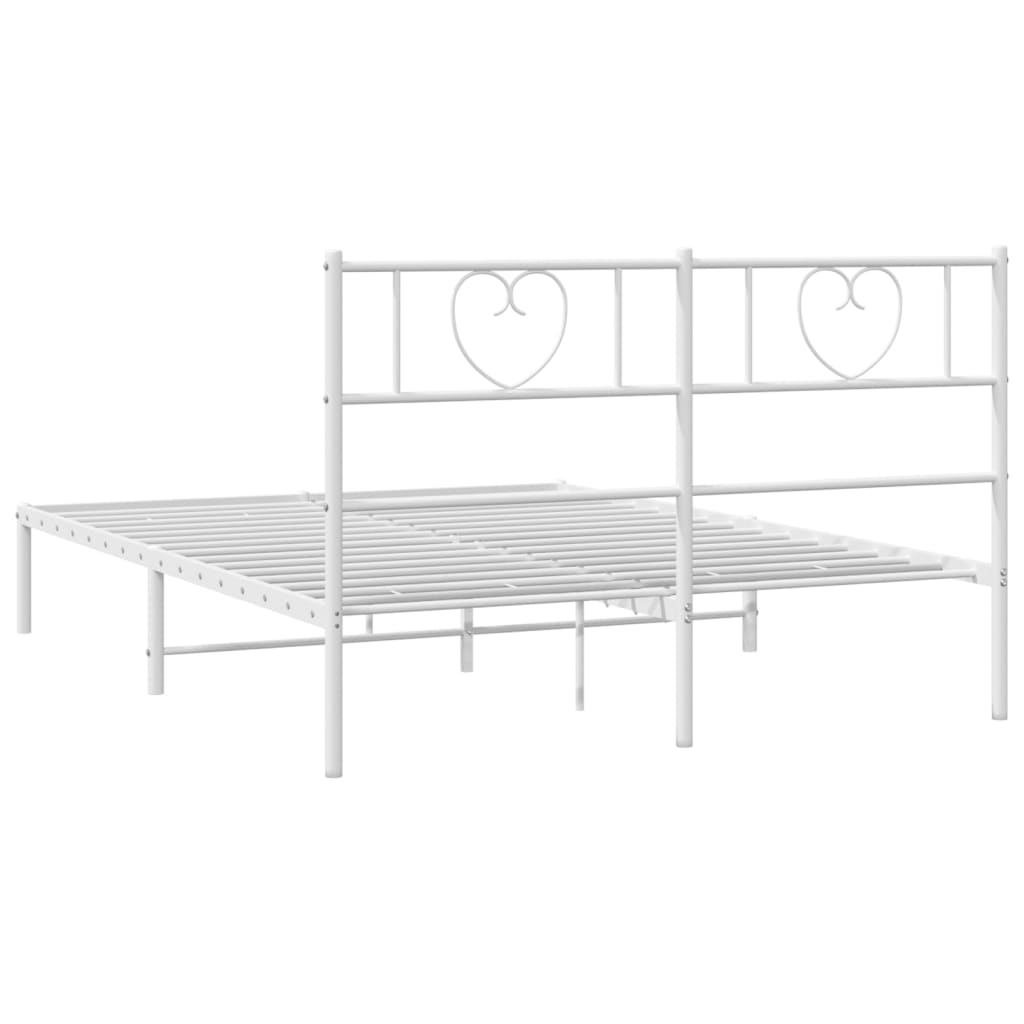 Bed frame with headboard metal white 120x200 cm