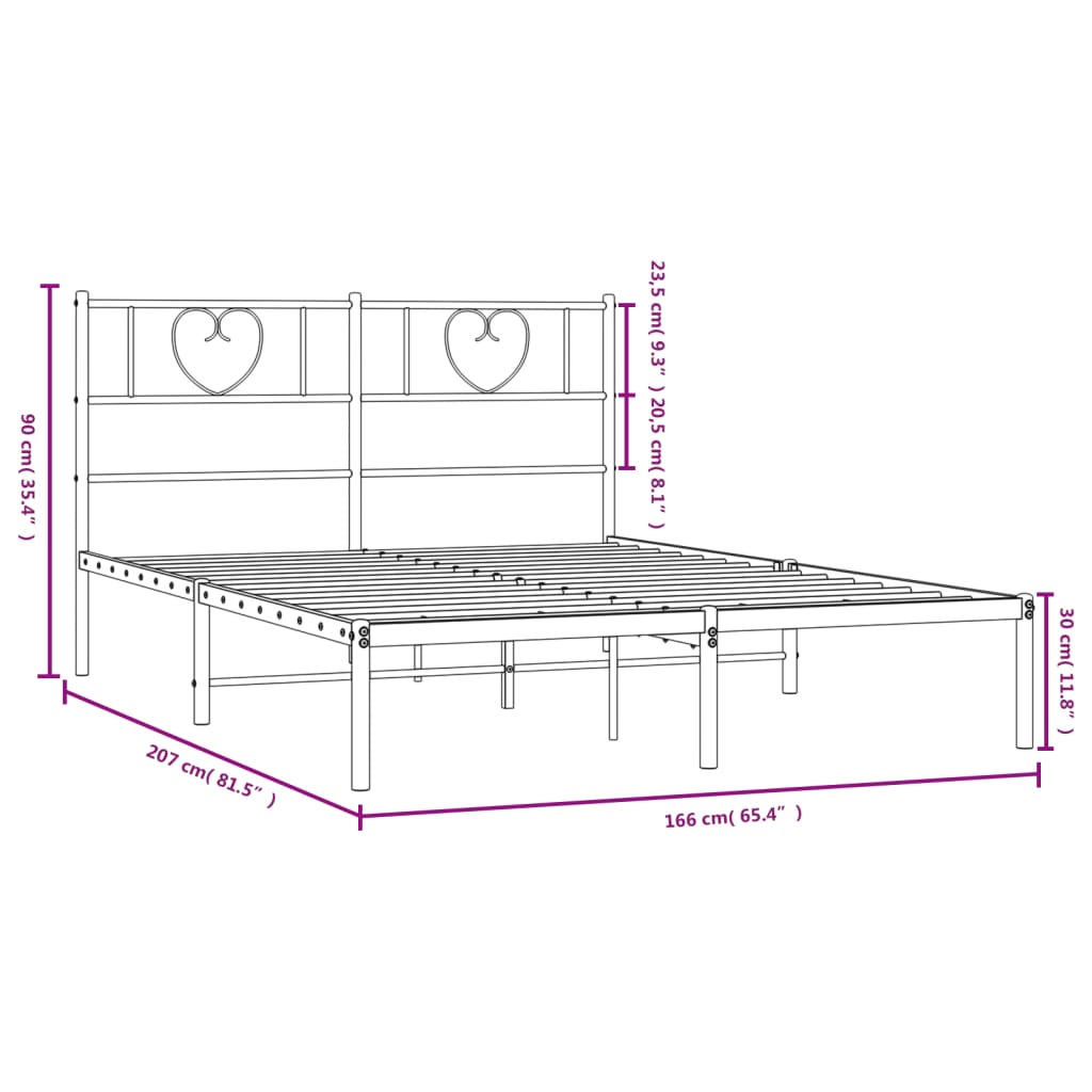 Bettgestell mit Kopfteil Metall Weiß 160x200 cm
