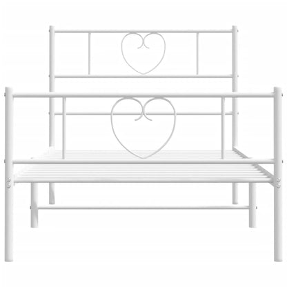 Bettgestell mit Kopf- und Fußteil Metall Weiß 75x190 cm
