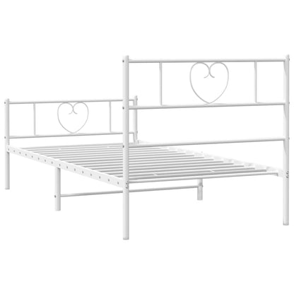 Bettgestell mit Kopf- und Fußteil Metall Weiß 107x203 cm