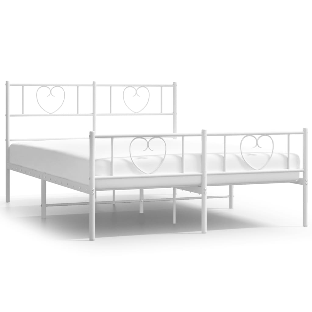 Bed frame with head and footboard metal white 120x190 cm