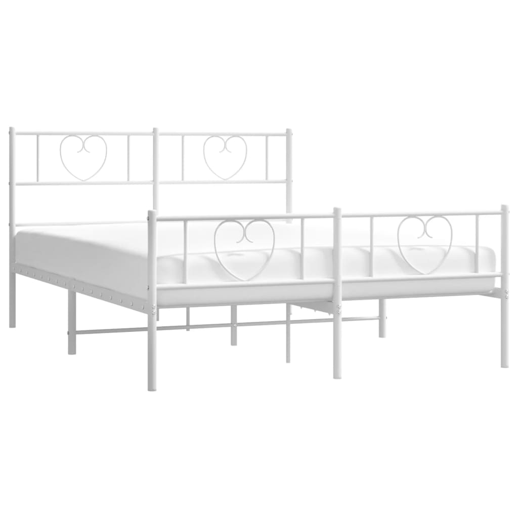 Bed frame with head and footboard metal white 120x190 cm