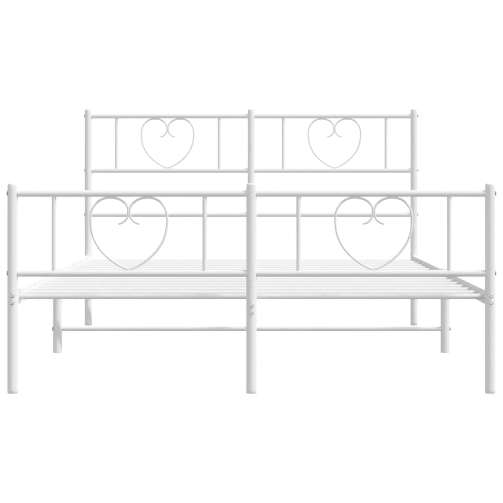 Bed frame with head and footboard metal white 120x190 cm