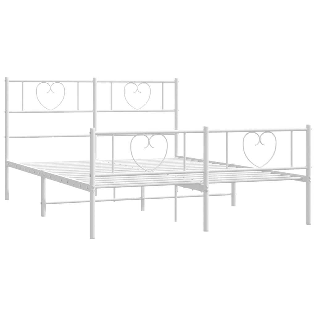 Bed frame with head and footboard metal white 120x190 cm